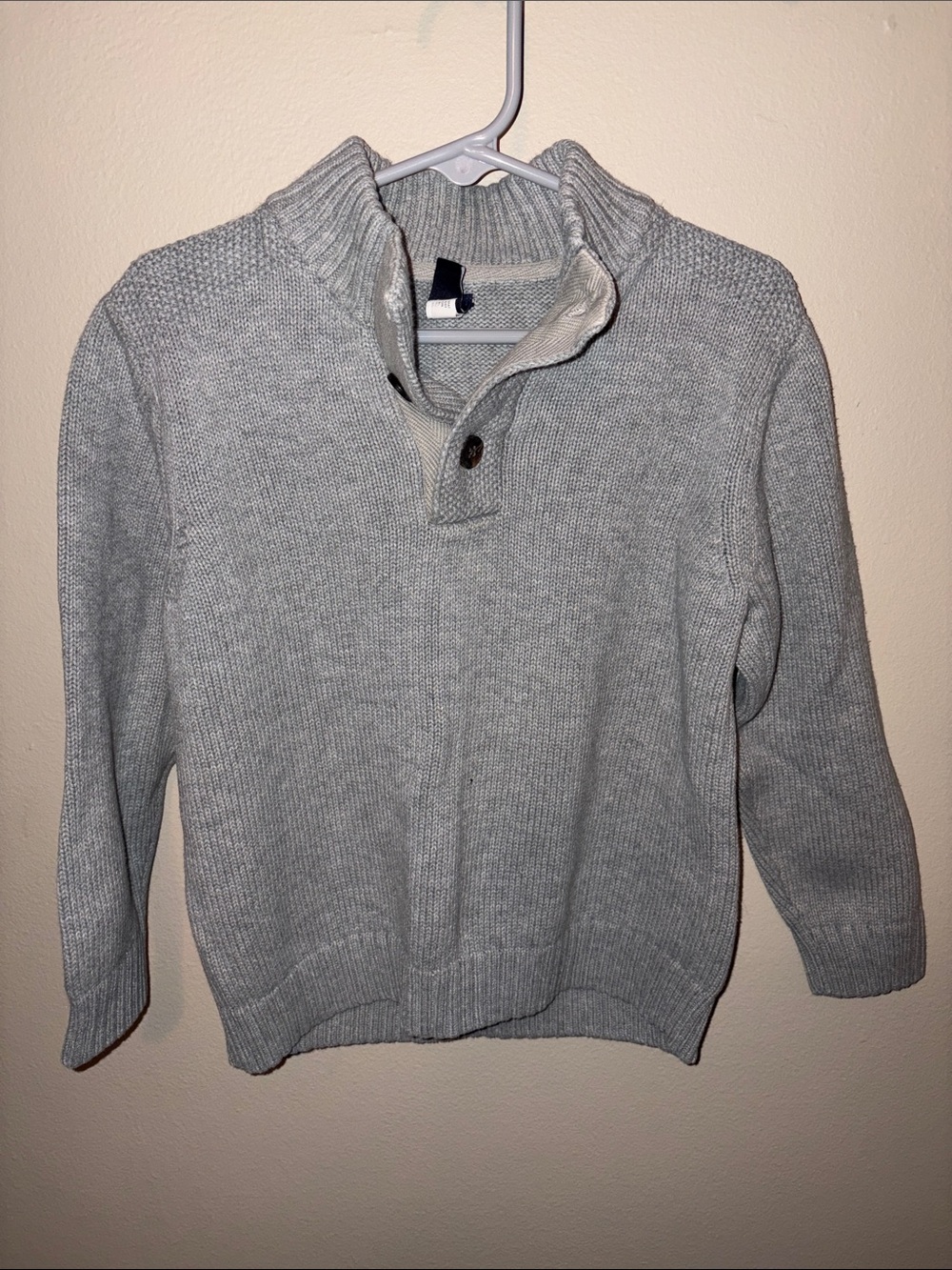 GAP Light Gray Boys Shawl Collar Button Sweater